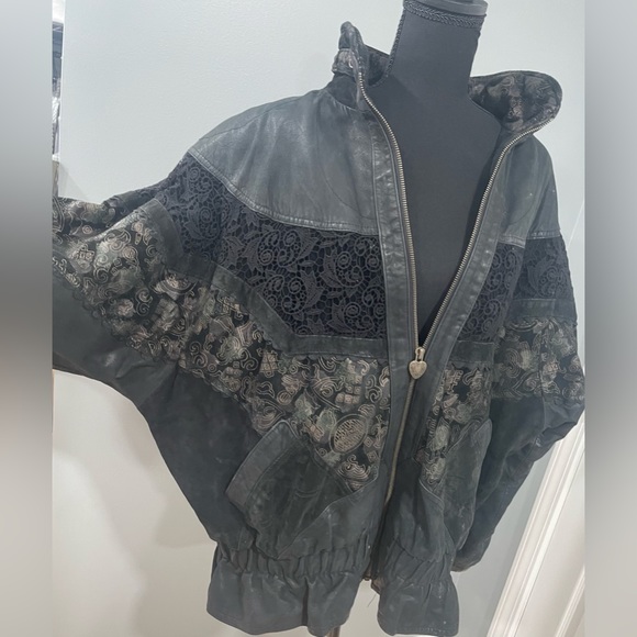 Vintage Patchwork Leather & Lace Jacket - Picture 5 of 16